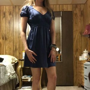 Satin blue mini dress